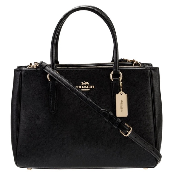 Coach Handbags - Coach Surrey Large Leather Carryall Bag - Midnight Black